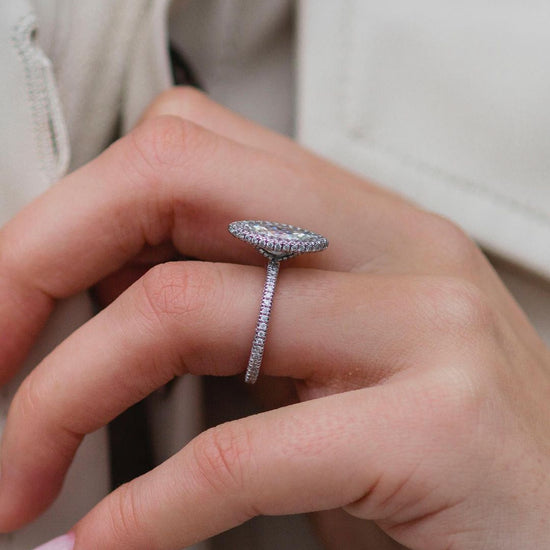 1.80 CT Marquise Double Halo Moissanite Engagement Ring 5