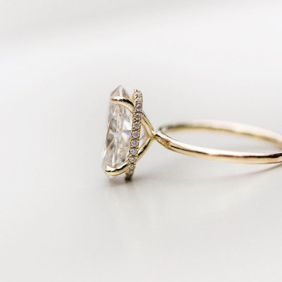 4.40 CT Oval Solitaire Hidden Halo Moissanite Engagement Ring 3