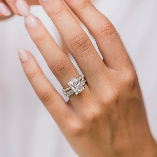 4.60 CT Radiant Solitaire Hidden Halo Moissanite Engagement Ring 2