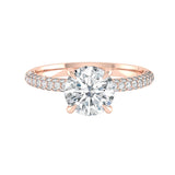 1.85 CT Round Cut Hidden Halo Pave Moissanite Engagement Ring 8