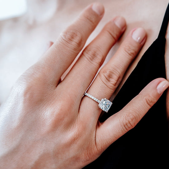 2.0 CT Cushion Shaped Moissanite Hidden Halo Engagement Ring 2