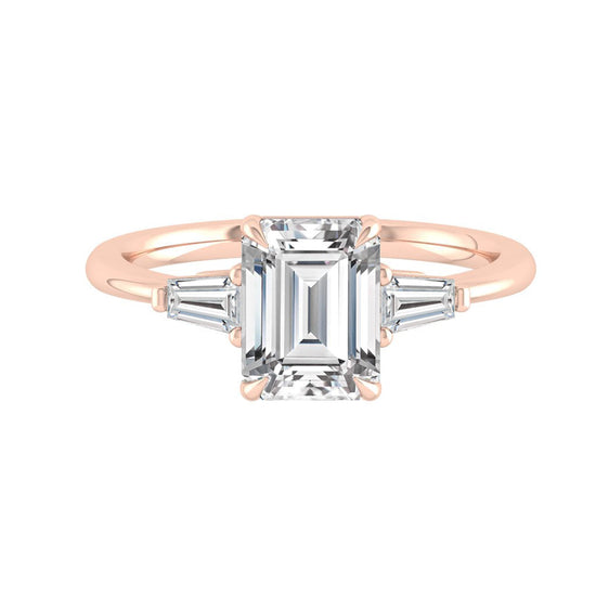 1.9 CT Emerald Cut Three Stone Moissanite Engagement Ring 14