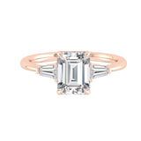 1.9 CT Emerald Cut Three Stone Moissanite Engagement Ring 14