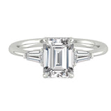 1.9 CT Emerald Cut Three Stone Moissanite Engagement Ring 9