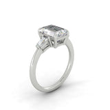 1.9 CT Emerald Cut Three Stone Moissanite Engagement Ring 10