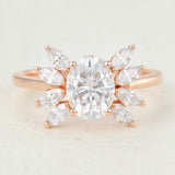 1.33 CT Oval Shaped Moissanite Cluster Engagement Ring 1