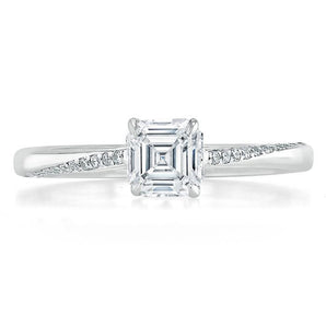 0.75 CT Asscher Cut Solitaire Moissanite Engagement Ring 1