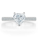 1.0 CT Heart Cut Solitaire Channel Pave Moissanite Engagement Ring 1