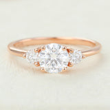 0.68 CT Round Shaped Moissanite Three Stone Engagement Ring 1