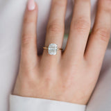 3.20 CT Elongated Cushion Solitaire Hidden Halo Moissanite Engagement Ring 5