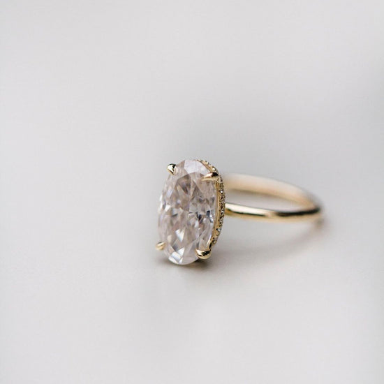 4.40 CT Oval Solitaire Hidden Halo Moissanite Engagement Ring 1