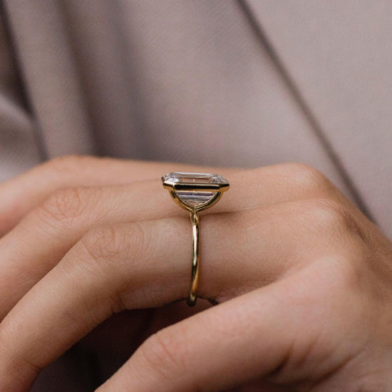 4.90 CT Emerald Cut Bezel Solitaire Moissanite Engagement Ring 3