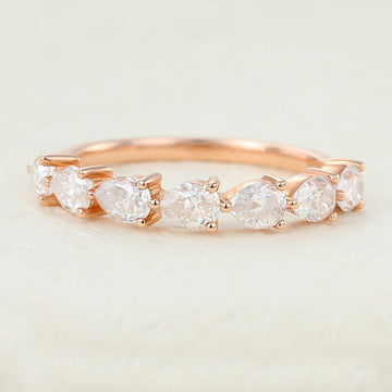 1.40 CT Pear Shaped Moissanite Half Eternity Wedding Band 2