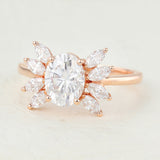 1.33 CT Oval Shaped Moissanite Cluster Engagement Ring 5