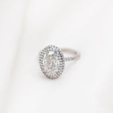 3.85 CT Oval Double Halo Moissanite Engagement Ring 5