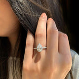 1.5 CT Pear Cut Halo Style  Moissanite Engagement Ring 6