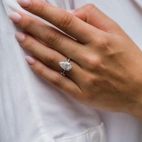 4.10 CT Pear Solitaire Pave Moissanite Engagement Ring 3