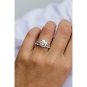 2.10 CT Round Solitaire Hidden Halo & Pave Moissanite Engagement Ring 1