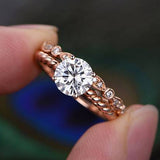 0.75 CT Round Solitaire Twisted Pave Moissanite Bridal Ring Set 1