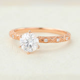 0.68 CT Round Shaped Moissanite Vintage Style  Engagement Ring 4