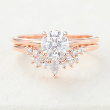 0.68 CT Round Moissanite Solitaire Bridal Ring Set 1