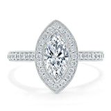 1.0 CT Marquise Cut Halo Moissanite Engagement Ring With Pave Setting 1