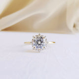 0.80 CT Round Shaped Cluster Halo Engagement Ring 1