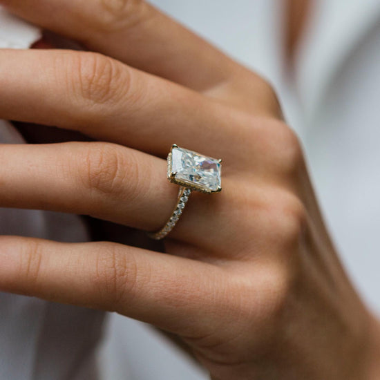 4.80 CT Radiant Solitaire Hidden Halo Moissanite Engagement Ring 5