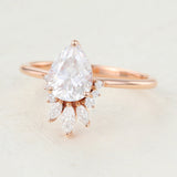 0.85 CT Pear Shaped Moissanite Cluster Engagement Ring 2