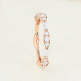 0.72 CT Round & Baguette Shaped Moissanite Vintage Style Wedding Band 2