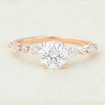 0.88 CT Round Shaped Moissanite Pave Setting Engagement Ring 1