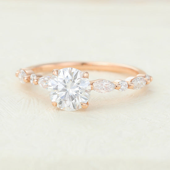 0.88 CT Round Shaped Moissanite Pave Setting Engagement Ring 4