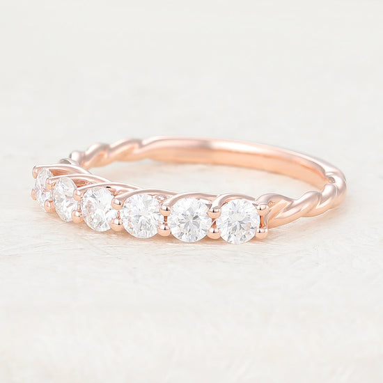 0.6 CT Round Shaped Moissanite Half Eternity Wedding Band 2