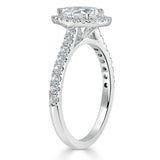 1.0 CT Pear Cut Halo Moissanite Engagement Ring With Pave Setting 3