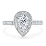 1.52 CT Pear Cut Halo Channel Pave Moissanite Engagement Ring 1