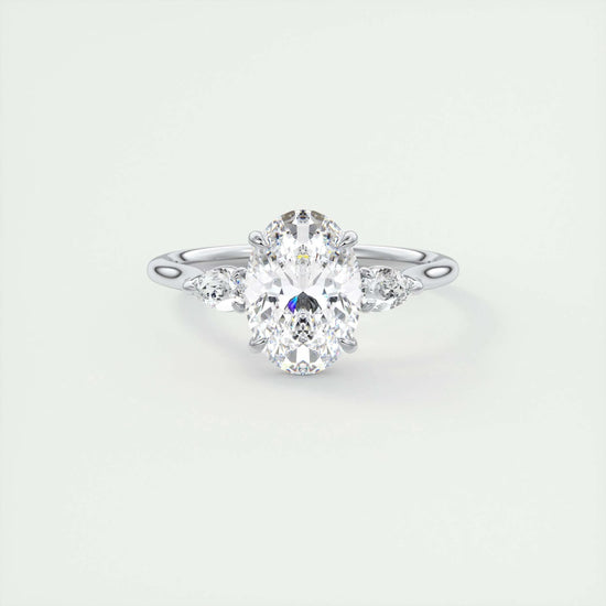 1.91 CT Oval Cut Three Stone Moissanite Engagement Ring 1