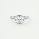 1.91 CT Oval Half Bezel Solitaire Moissanite Engagement Ring 1