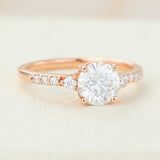 0.88 CT Round Shaped Moissanite Pave Setting Engagement Ring 3