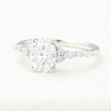 1.33 CT Oval Shaped Moissanite Pave Setting Engagement Ring 3