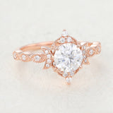 0.90 CT Round Shaped Moissanite Vintage Engagement Ring 3