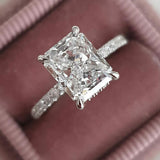 2.1 CT Radiant Hidden Halo & Pave Moissanite Engagement Ring 2