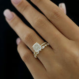 3.25 CT Cushion Solitaire & Pave Moissanite Engagement Ring 8