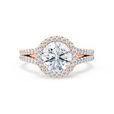 0.50 CT Round Shaped Moissanite Halo Split Shank Style Engagement Ring 2