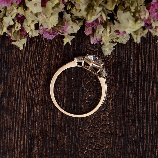 0.75 CT Oval Milgrain Three Stone Moissanite Engagement Ring 3