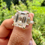 5.75 CT Emerald Cut 3 Stone Moissanite Engagement Ring 3