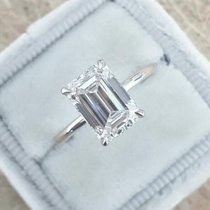 3.17  CT Emerald Cut Solitaire Style Moissanite Engagement Ring 2