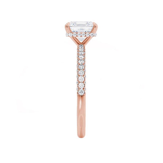 1.30 CT Asscher Shaped Moissanite Hidden Halo Style Engagement Ring 2