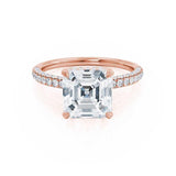 1.30 CT Asscher Shaped Moissanite Hidden Halo Style Engagement Ring 1