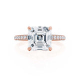 1.30 CT Asscher Shaped Moissanite Hidden Halo Style Engagement Ring 5