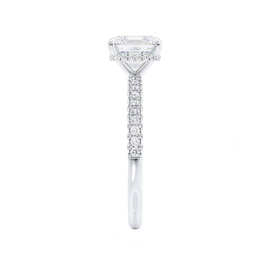 1.30 CT Asscher Shaped Moissanite Hidden Halo Style Engagement Ring 2